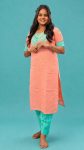 Elegant Coral & Mint Straight Kurti Set